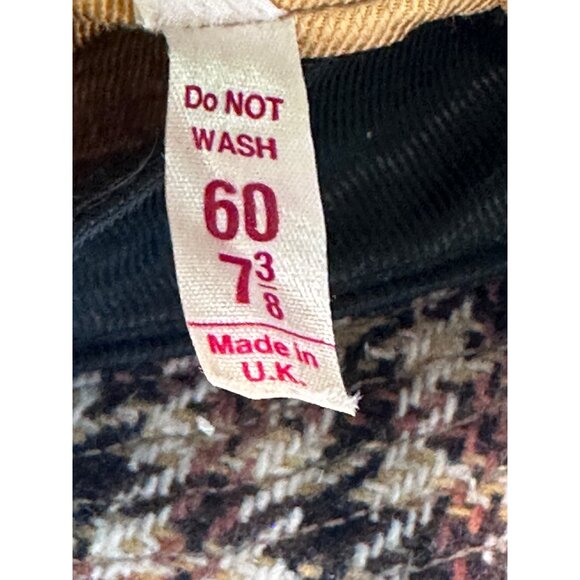 Vintage Kenmore Houndstooth Bucket Hat Sz 7 3/8 or 60 cm Scotland Tweed Leather - Picture 8 of 8